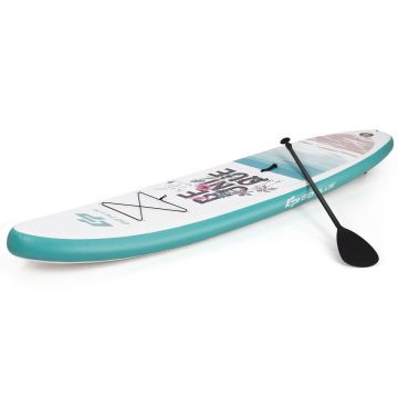 Inflatable paddle board, 3 removable fins, White/Green, 10.5 or 11 ft × 30 × 6 in