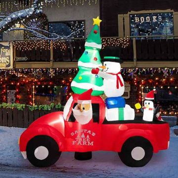 Inflatable Santa Claus decoration with car, 220 × 240 × 120 cm