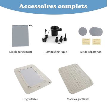 Inflatable travel cot, Grey, 165 × 118 × 20 cm