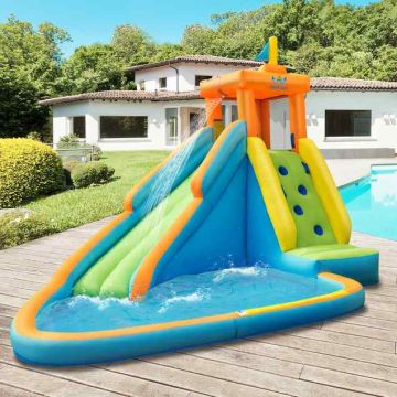 Bouncy castle, with slide and climbing wall
