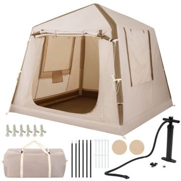 Inflatable tourist tent, 2-4 people, Sand, 206 × 206 × 180 cm