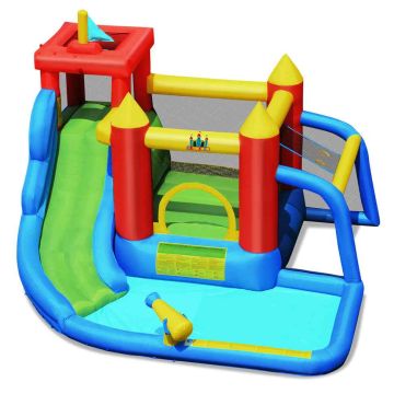 Inflatable children's castle, with trampoline, slide and pool, Multicolored, 350 × 315 × 245 cm