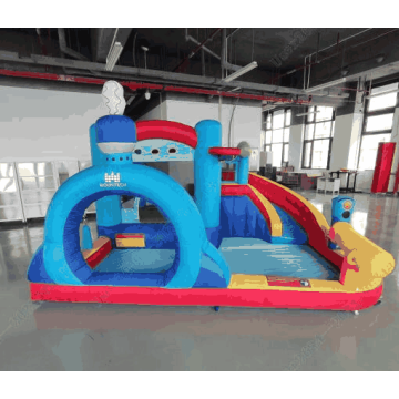 Inflatable water castle, With slide and pool, 370 × 360 × 204 cm