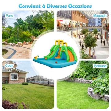 Inflatable water playground, 2 slides, 400 × 360 × 255 cm
