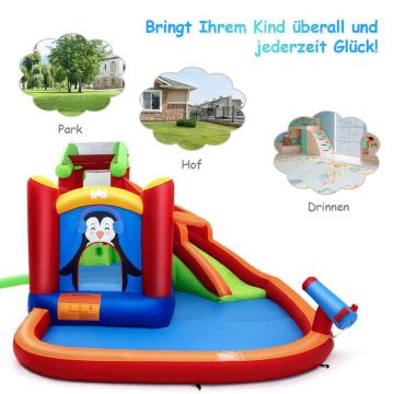 Inflatable play castle, with water slide and pool, 370 × 300 × 190 cm