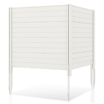 Privacy fence, 2 panels, 10 stakes, White/brown, 120 × 115 cm