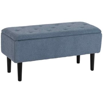 Mīksts sols ar mantu kasti Homcom 95x38x45cm, zils/melns