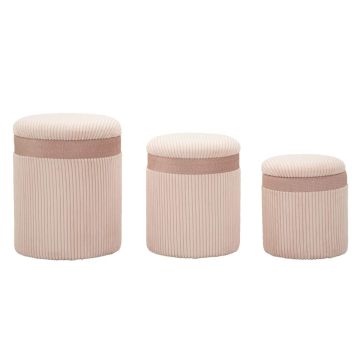 Pufi Cortina, 3 gab, Rozā, Ø 40,5 × 49,5 cm – 35 × 42 cm – 31 × 38 cm