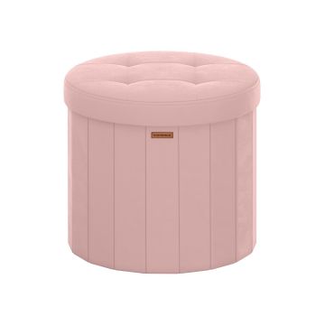 SONGMICS pouf with storage compartment, 65 l, Pink, Ø 46 × 45 cm