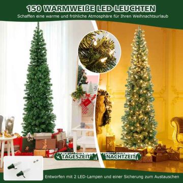Half-shaped artificial Christmas tree, 450 branch tops, 150 LEDs, Ø 60 × 210 cm