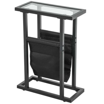 Sānu galdiņš Homcom 40x18x55,5cm, melnas krāsas