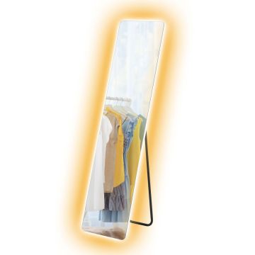 Stāvus LED spogulis Homcom 40x38x150cm, melnā krāsā