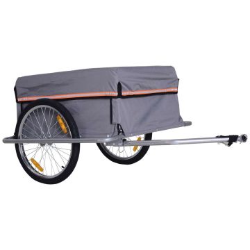 Velosipēda piekabe Homcom 140x88x60cm, pelēkas/melnas krāsas