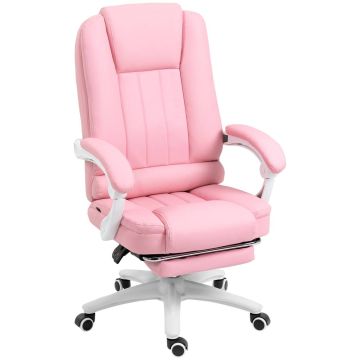 Biroja krēsls 65x68x116cm, rozā/balts
