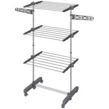 Apģērbu žāvētājs Homcom 142x55x152cm, sudraba/tumši pelēkas krāsas