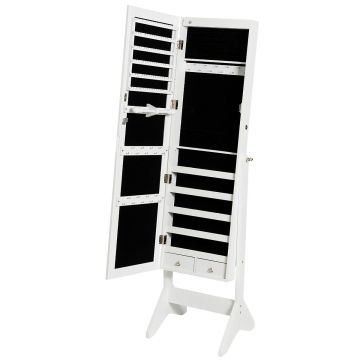 Lockable LED jewelry cabinet with mirror, 44.5 × 152.4 × 36.8 cm