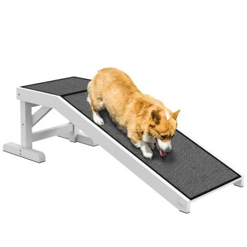 Пандус для собак PawHut 125x40x35,5см, бело-серый