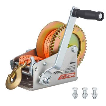Manuālā laivas vinča VEVOR HW2500A, 1588 kg, 6,1 m siksna, 300 × 275 × 181 mm
