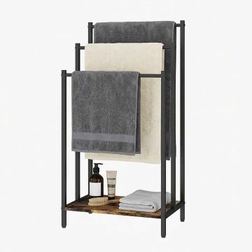 Стойка для полотенец Relaxdays 10052425_8322, 3 перекладины, размер M, 43 × 82,5 × 28 см