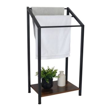 Вешалка для полотенец Relaxdays, 3 перекладины и полка, 43 × 80 × 28 см