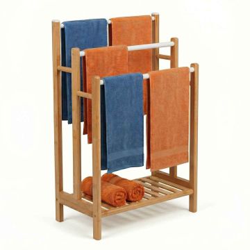 Dvieļu statīvs Relaxdays, 3 stieņi un plaukts, 46 × 86 × 24 cm