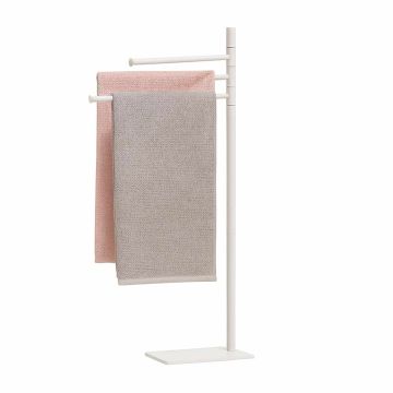 Dvieļu turētājs Relaxdays 10051347_49, 3 regulējama garuma stieņi, Balta, 33,5 × 83 × 14 cm