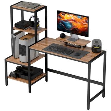 Письменный стол Homcom 150x48x125см, коричневый/черный цвет
