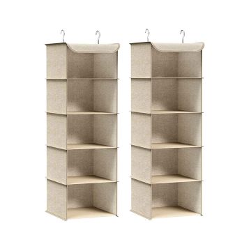 Комплект из 2 подвесных тканевых полок 30x30x90 см, бежевый