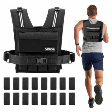 Regulējama svara veste VEVOR JS-VEST007, 16 bloki, Melna, 410 × 340 × 100 mm