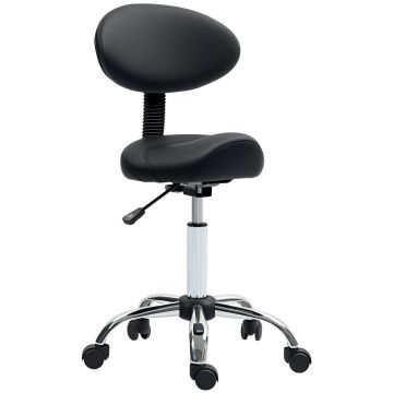 Reguliuojamo aukščio riedamoji kėdė su atlošu, juoda, 83-98 cm