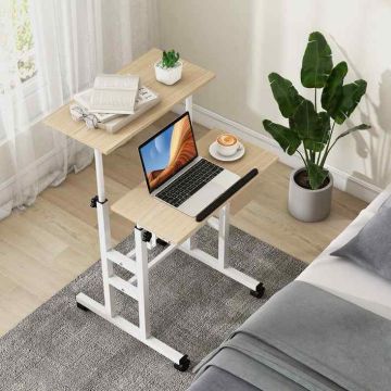 Adjustable height desk, 2 tabletops
