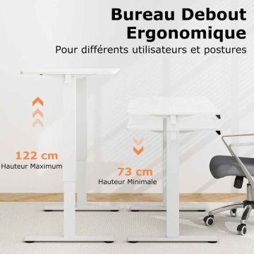 Height-adjustable desk, electric, white, 120 × 60 × 73–122 cm