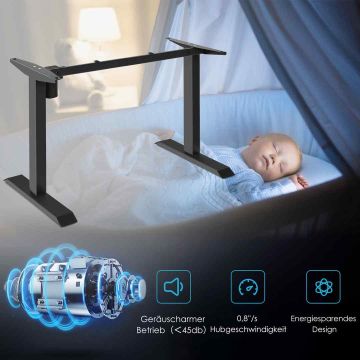 Adjustable height table frame, Electric, Black, 95–135.8 × 60 × 66.5–114.5 cm