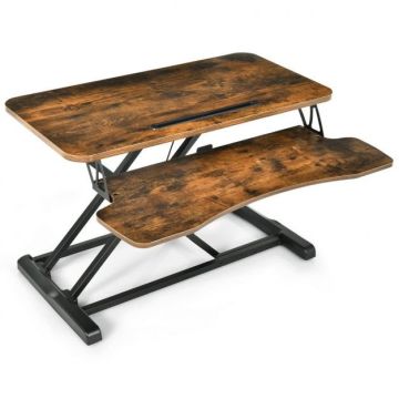 Adjustable height standing desk lift kit, 80x40 cm, with keyboard tray and holder