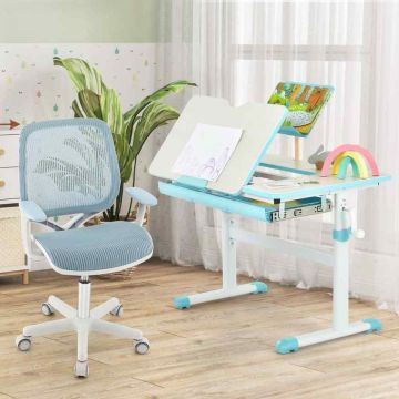 Regulējama augstuma bērnu galds ar krēslu, 7 galda virsmas pozīcijas, 80 × 51,5 × 51–73 cm