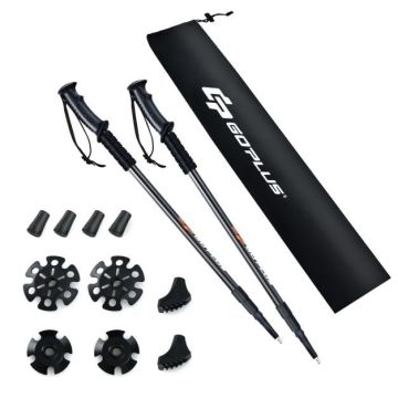 Adjustable hiking poles, 2 pcs., aluminum, with snow cups