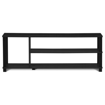 Retro TV stand with media console cabinet system, black