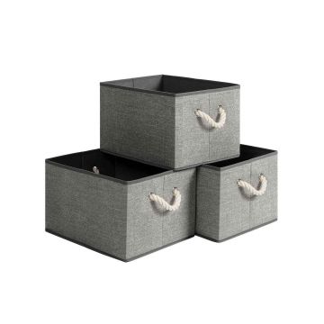 Набор из 3 контейнеров для хранения 40x30x25 см, серо-белый