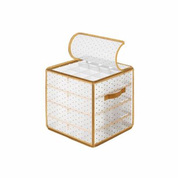 Коробка для хранения елочных украшений 33,5x33,5x34 см, золотистого цвета