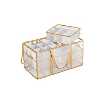 Коробка для хранения елочных украшений 64,5x33,5x34 см, золотистого цвета