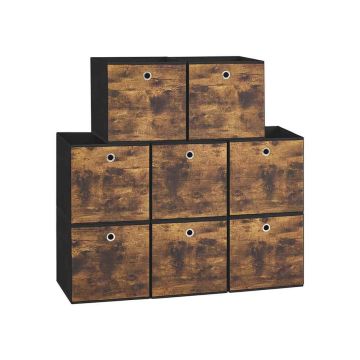 8 uzglabāšanas kastu komplekts 30x30x30cm, melns/brūns