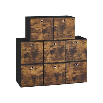 8 uzglabāšanas kastu komplekts 33x33x33cm, melns/brūns