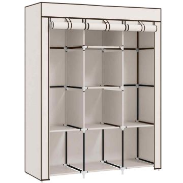 Auduma skapis Homcom 125x43x162,5cm, krēmīgā/melnā krāsā