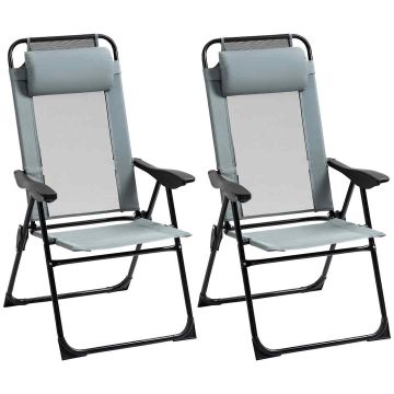 Комплект из 2 садовых стульев Outsunny 62x70x109 см, серо-черный.