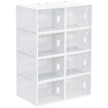 Набор из 8 модульных коробок для обуви Homcom 28x36x21см, белого цвета