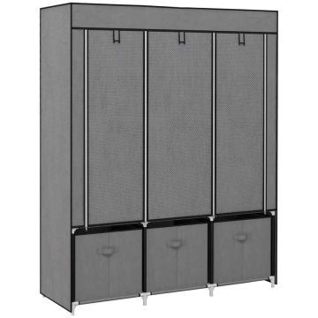 Auduma skapis Homcom 125x43x162,5cm, tumši pelēks/melns
