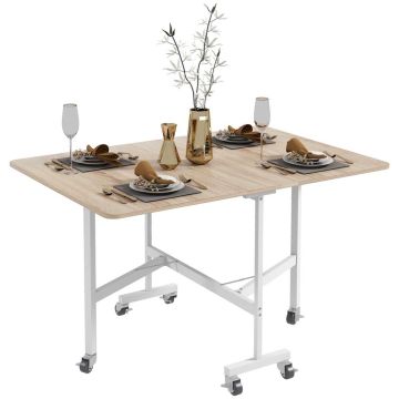 Ēdamistaba galds Homcom 120x80x73cm, baltas/gaiši brūnas krāsas