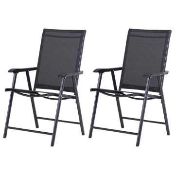 Komplekts no 2 saliekamām kempinga krēsliem Outsunny 58x64x94cm, melnā krāsā