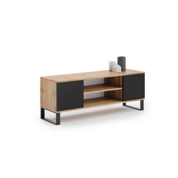 TV galdiņš Focus RTV 155x49x40 cm, dabīgs koks/melns