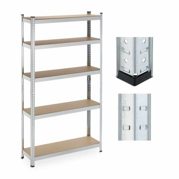 Noliktavas plaukts Relaxdays 10044972.0, 5 plaukti, Sudraba, 100 × 180 × 30 cm